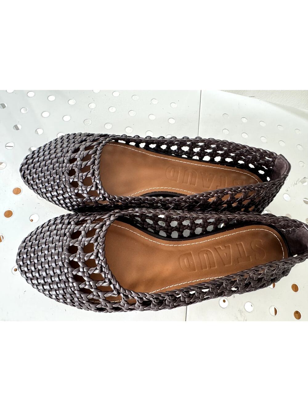 New STAUD Nell woven leather ballet flats in Brown 38